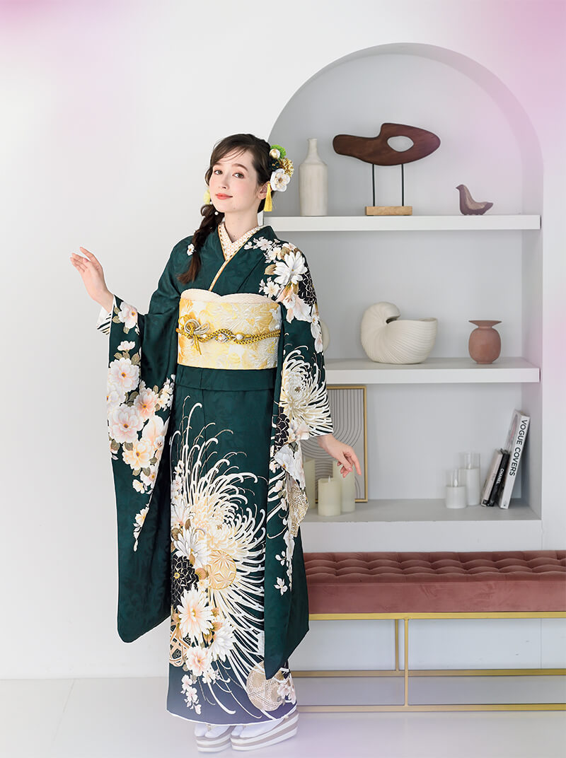 引き振袖　お引摺り【オーロラシャイニー× 玉虫色】蝶々 　舞台衣裳 引き振袖 お引摺り【オーロラシャイニー× 玉虫色】蝶々 舞台衣裳
