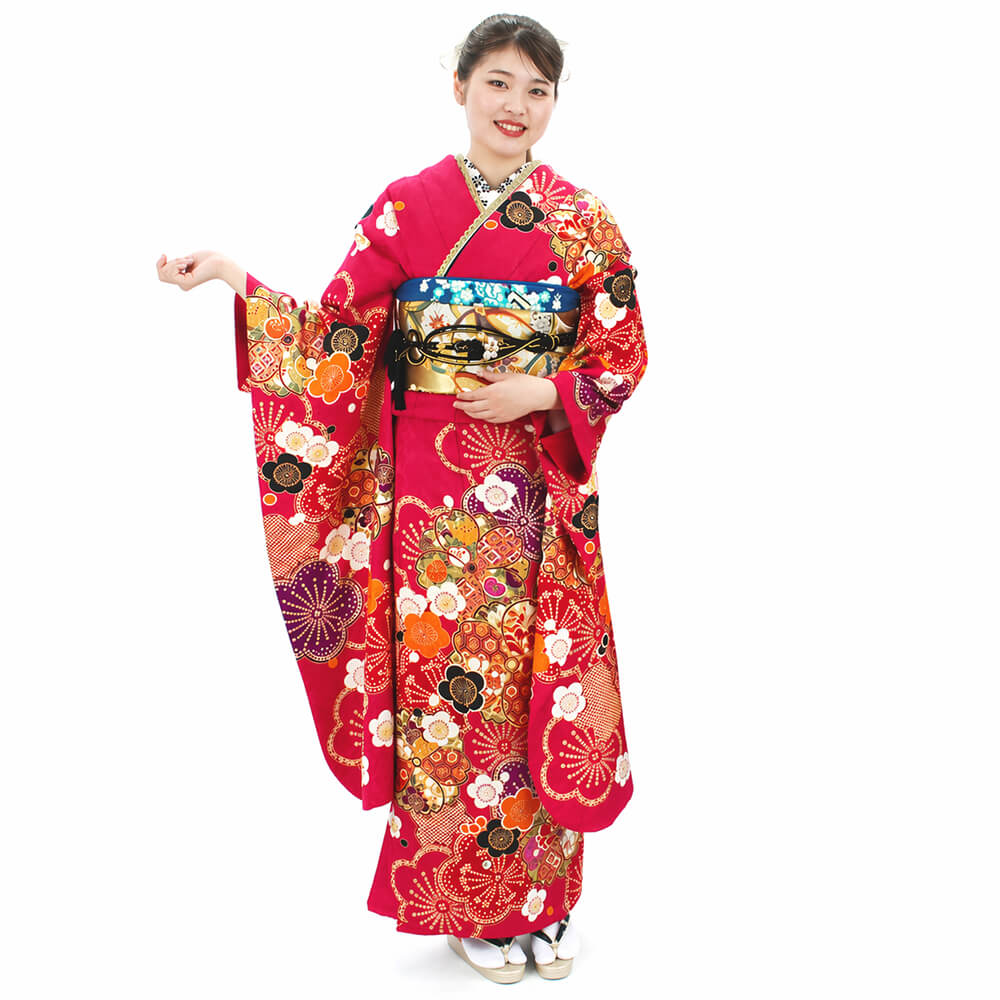 振袖レンタル｜成人式｜振袖 紺 菊 牡丹｜7010-00057｜着物レンタル