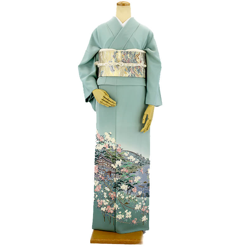 手描き友禅色留袖 673-手描き友禅 絽 色留袖 正絹色留袖 新品未仕立て