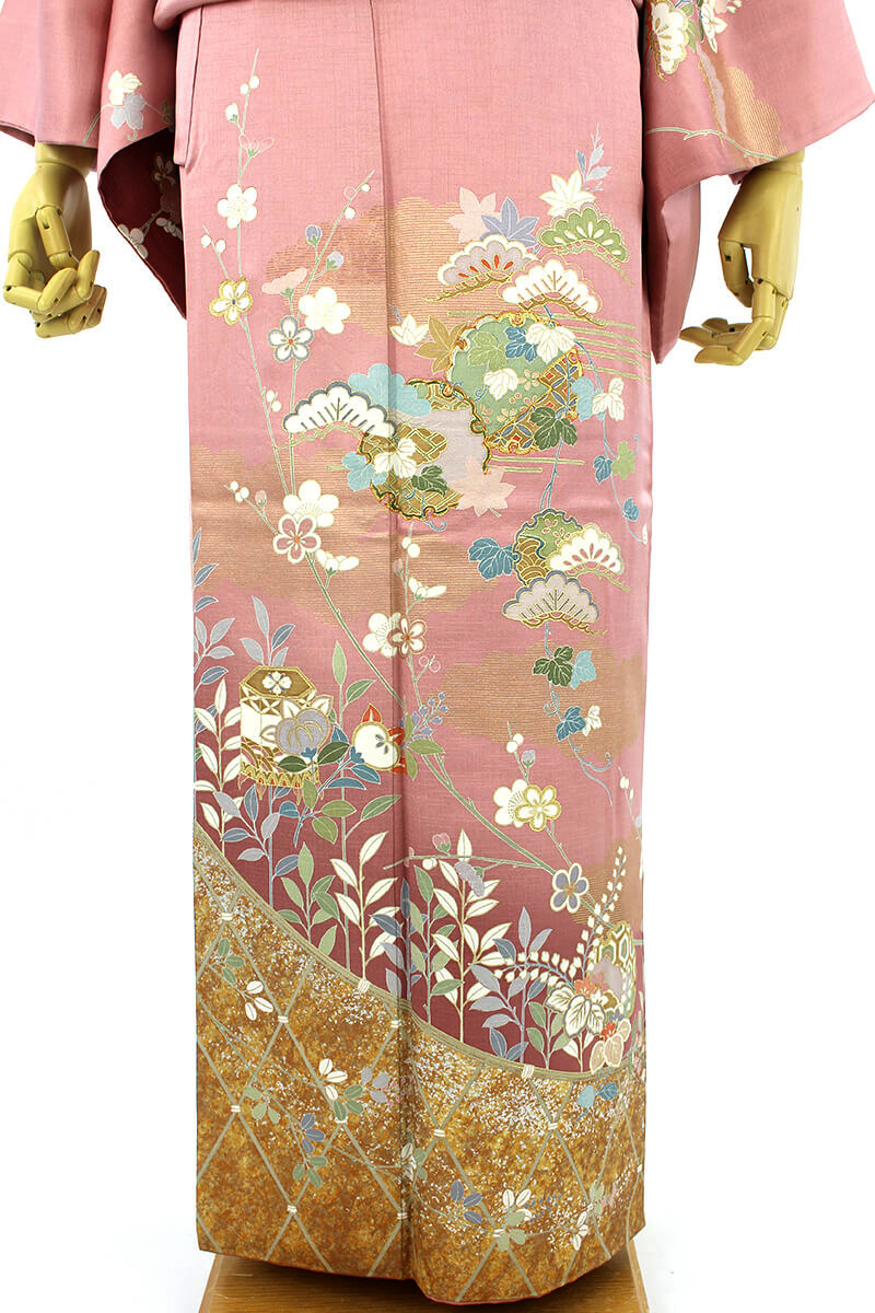 【特別価格】裄丈67.5cm ピンク訪問着セット 正絹 縮緬 七五三入学式 オークション】裄丈67.5cm ピンク訪問着セット 正絹 縮緬 七五三